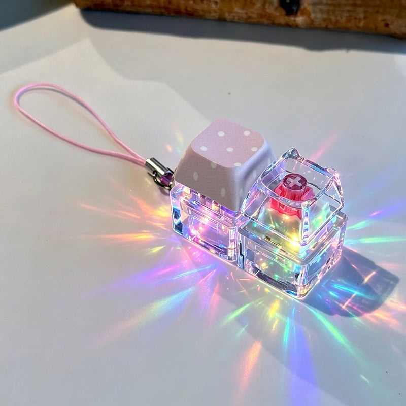 LED Glowing Keyboard Keychain Fingertip Stress Relief Toys Uncompressed Buttons Keyring Student Schoolbag Pendent Gifts