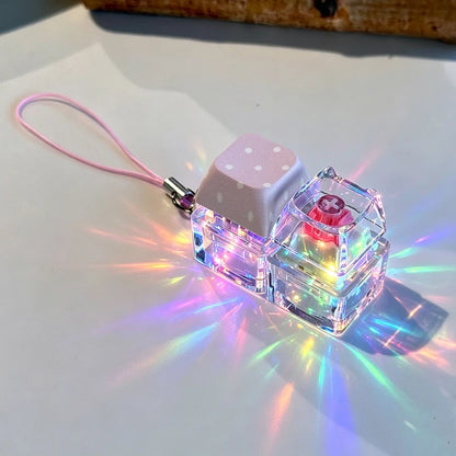 LED Glowing Keyboard Keychain Fingertip Stress Relief Toys Uncompressed Buttons Keyring Student Schoolbag Pendent Gifts