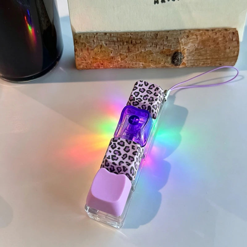 LED Glowing Keyboard Keychain Fingertip Stress Relief Toys Uncompressed Buttons Keyring Student Schoolbag Pendent Gifts