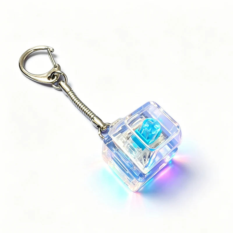 LED Glowing Keyboard Keychain Fingertip Stress Relief Toys Uncompressed Buttons Keyring Student Schoolbag Pendent Gifts