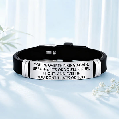 Inspirational Anxiety Relief Adjustable Silicone Bracelet Stainless Steel Quote Mental Health Awareness Gift For Women Men