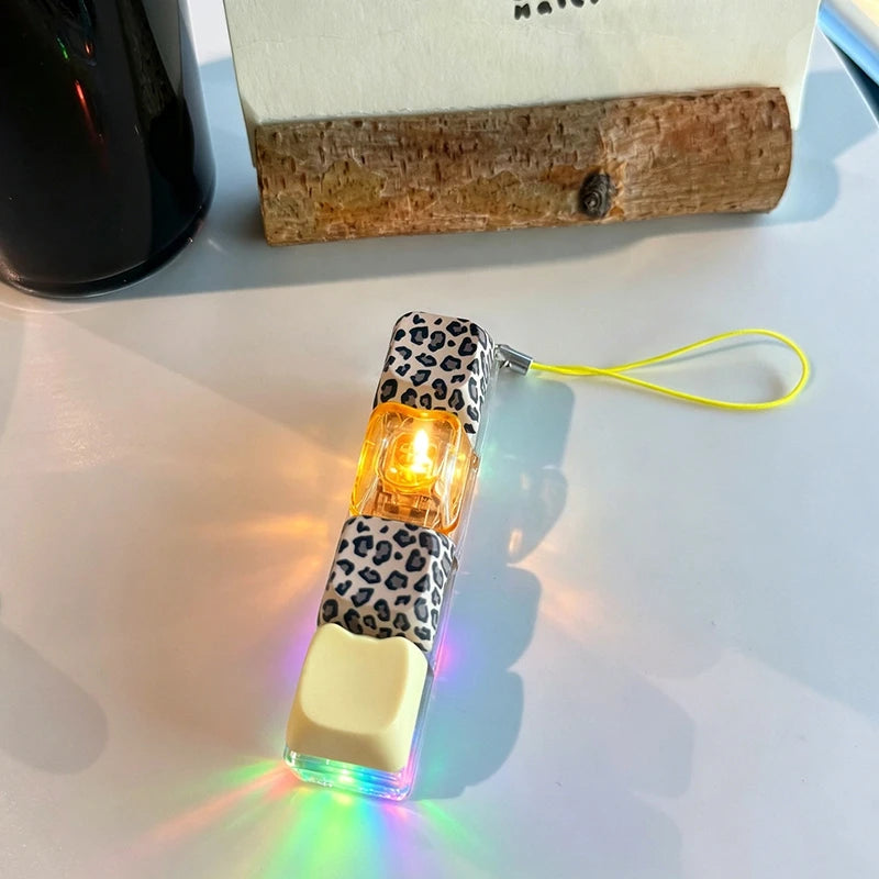 LED Glowing Keyboard Keychain Fingertip Stress Relief Toys Uncompressed Buttons Keyring Student Schoolbag Pendent Gifts
