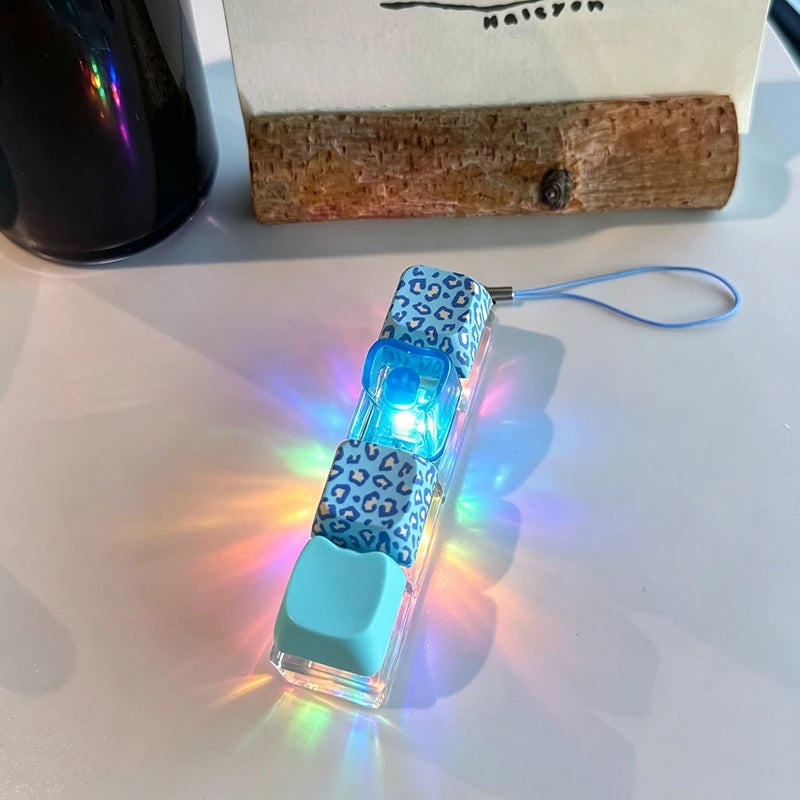 LED Glowing Keyboard Keychain Fingertip Stress Relief Toys Uncompressed Buttons Keyring Student Schoolbag Pendent Gifts