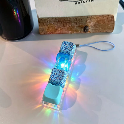 LED Glowing Keyboard Keychain Fingertip Stress Relief Toys Uncompressed Buttons Keyring Student Schoolbag Pendent Gifts