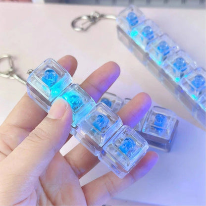 LED Glowing Keyboard Keychain Fingertip Stress Relief Toys Uncompressed Buttons Keyring Student Schoolbag Pendent Gifts