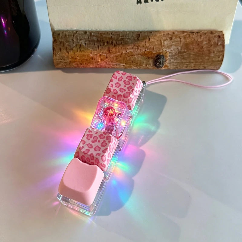LED Glowing Keyboard Keychain Fingertip Stress Relief Toys Uncompressed Buttons Keyring Student Schoolbag Pendent Gifts