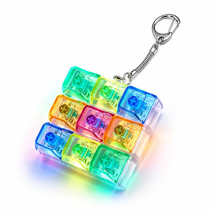 LED Glowing Keyboard Keychain Fingertip Stress Relief Toys Uncompressed Buttons Keyring Student Schoolbag Pendent Gifts