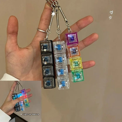 LED Glowing Keyboard Keychain Fingertip Stress Relief Toys Uncompressed Buttons Keyring Student Schoolbag Pendent Gifts