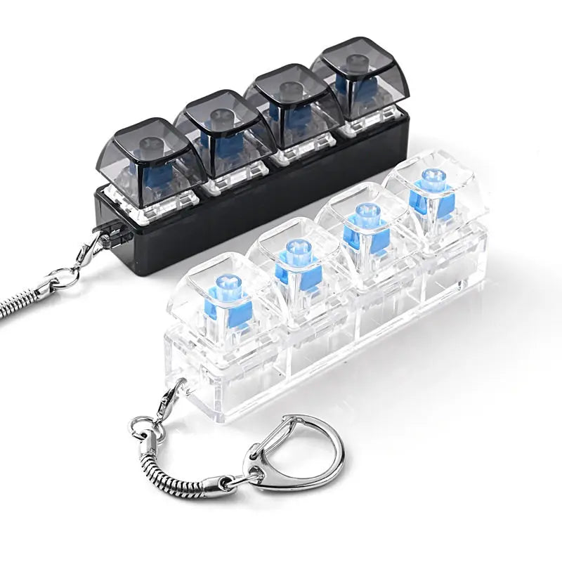 LED Glowing Keyboard Keychain Fingertip Stress Relief Toys Uncompressed Buttons Keyring Student Schoolbag Pendent Gifts