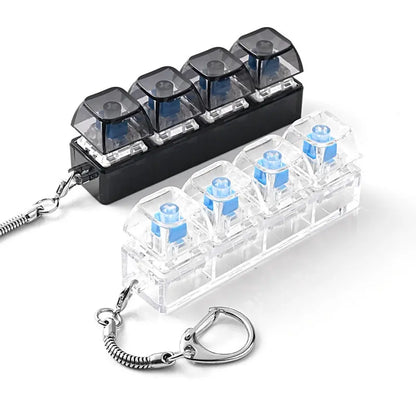 LED Glowing Keyboard Keychain Fingertip Stress Relief Toys Uncompressed Buttons Keyring Student Schoolbag Pendent Gifts