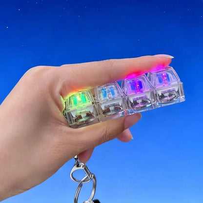 LED Glowing Keyboard Keychain Fingertip Stress Relief Toys Uncompressed Buttons Keyring Student Schoolbag Pendent Gifts