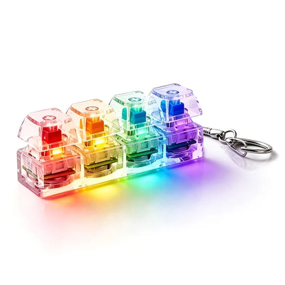 LED Glowing Keyboard Keychain Fingertip Stress Relief Toys Uncompressed Buttons Keyring Student Schoolbag Pendent Gifts