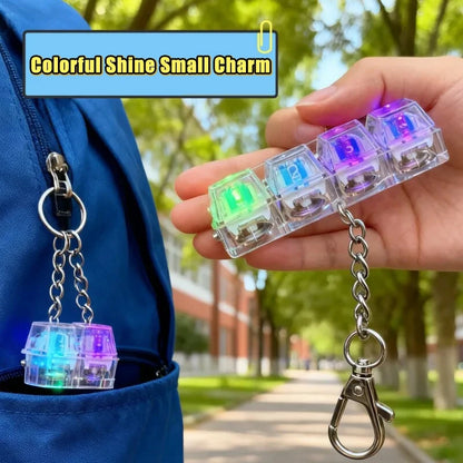 LED Glowing Keyboard Keychain Fingertip Stress Relief Toys Uncompressed Buttons Keyring Student Schoolbag Pendent Gifts