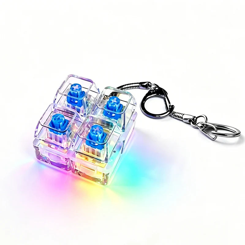 LED Glowing Keyboard Keychain Fingertip Stress Relief Toys Uncompressed Buttons Keyring Student Schoolbag Pendent Gifts