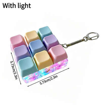 LED Glowing Keyboard Keychain Fingertip Stress Relief Toys Uncompressed Buttons Keyring Student Schoolbag Pendent Gifts