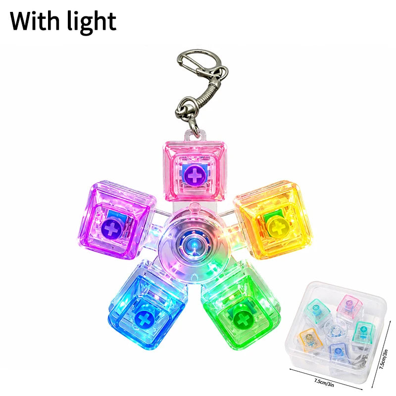 LED Glowing Keyboard Keychain Fingertip Stress Relief Toys Uncompressed Buttons Keyring Student Schoolbag Pendent Gifts