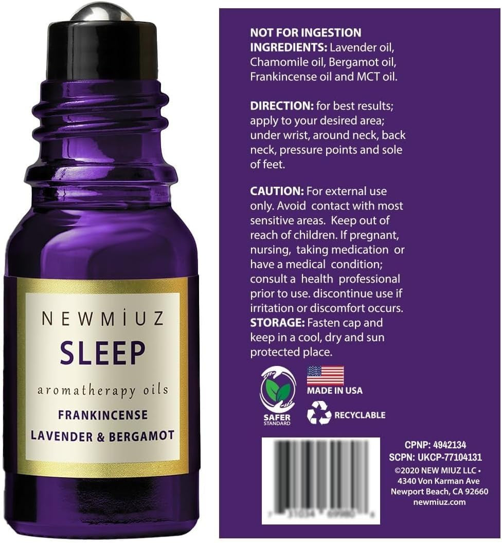 Sleep Well Roll on Essential Oil anti Stress Calming Aromatherapy Stick Blend Lavender Bergamot Frankincense Destress Relaxation Stress Gift for Women