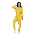 Women 2 Piece Outfits Textured Tracksuit Jogging Suits Long Sleeve Leggings Sweatsuits Sets