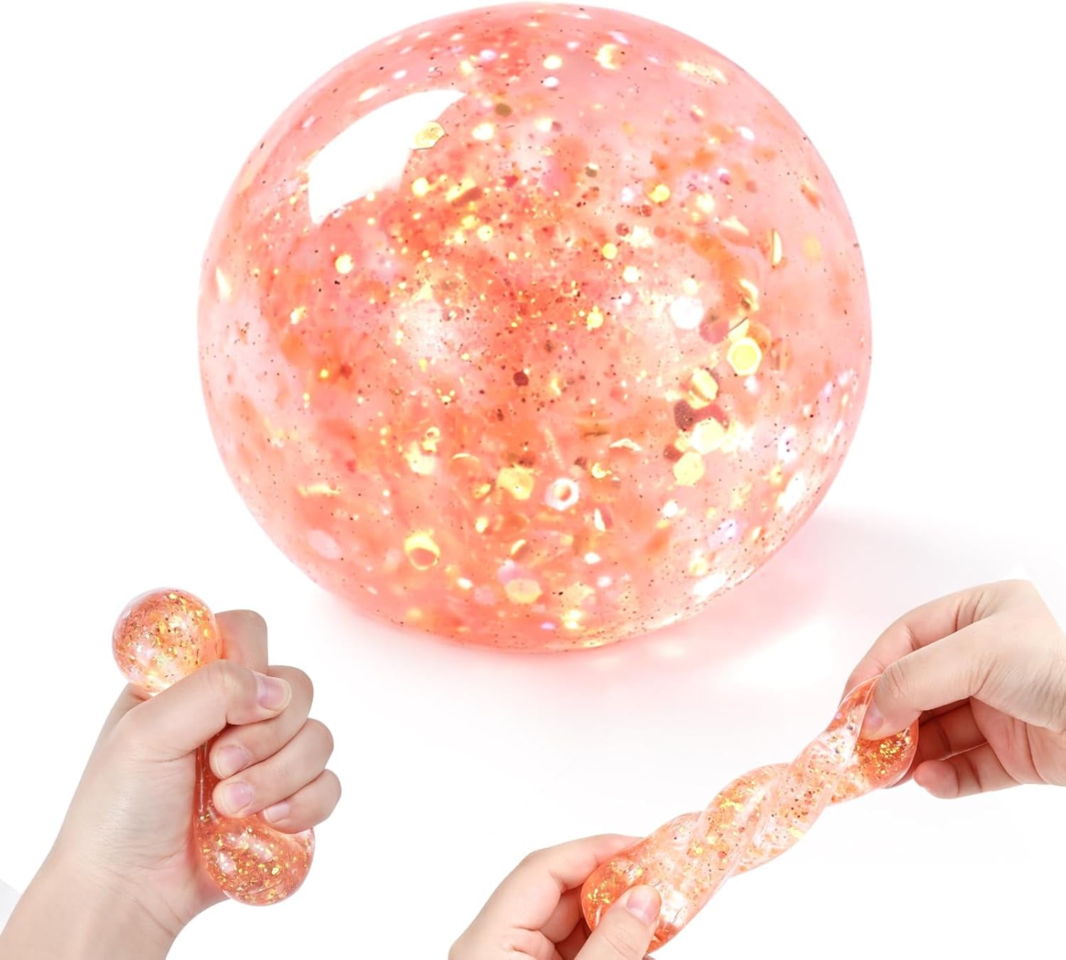Coconut Oil Squishy, Coconut Oil Slow Rising Squeeze Stress Ball Clear Jelly Bubblegum Texture Coconut Oil Squishy Toy (Orange-A)