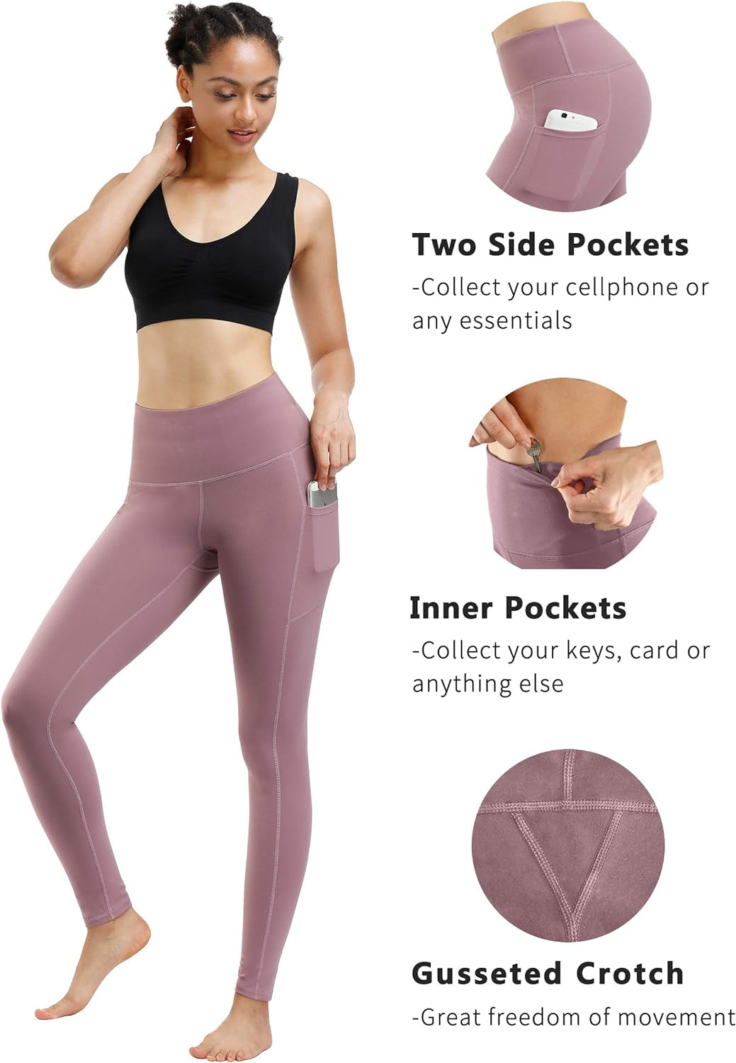 2 Pack High Waist Yoga Pants with Pockets Workout Leggings Women | Tummy Control Leggings for Women, Breathable Fabric, 4-Way Stretch, Workout, Fitness, Running, Yoga, Compression Leggings