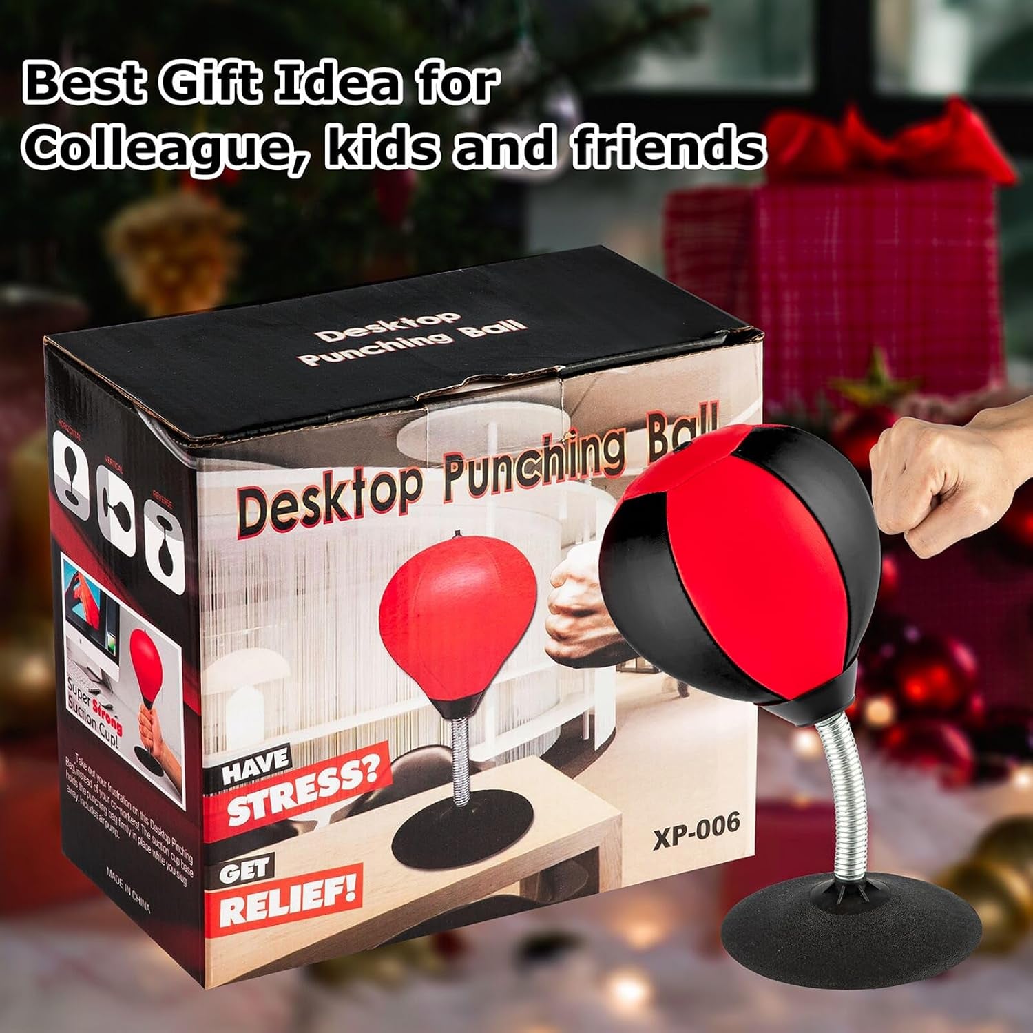 Stress Buster Desktop Punching Bag - Suctions to Your Desk,  Heavy Duty Stress Relief Ball, Funny Gifts for Boss or Coworker, Easter