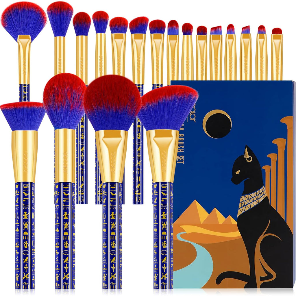Makeup Brush Set 19Cs -Ancient Egyptian Series, Luxe Design | Professional Makeup Brushes for Foundation, Blush, Bronzer, Contour, Eyeshadow & Powder, Gift Set, Cruelty-Free & Vegan